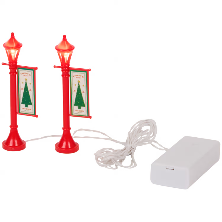 Lampioni Luminosi Rossi - Set di Accessori Luminosi per Villaggio di Natale