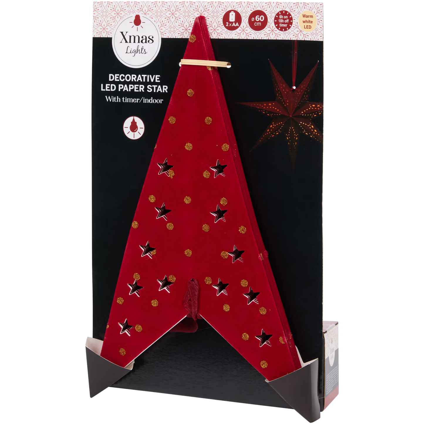 Lampada Stella di carta LED - Rossa
