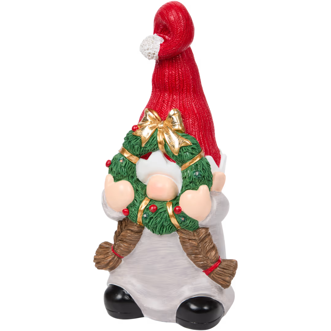 Gnomo con Trecce - Figura Natalizia con luci LED