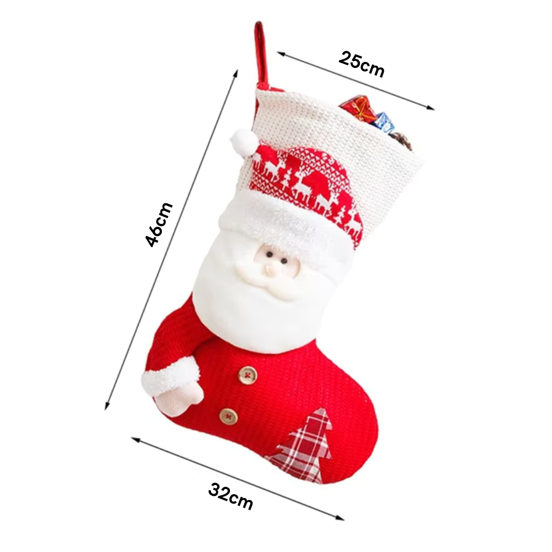 Calza Natalizia XL lavorata a Maglia - Babbo Natale
