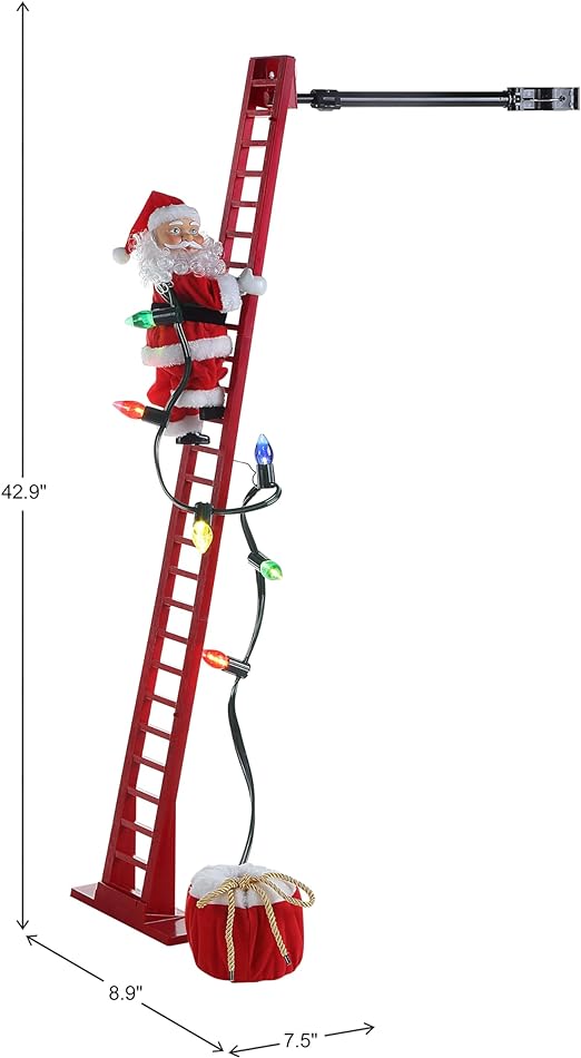 Babbo Natale Animato su Scala - Con Musica, Luci e Movimento