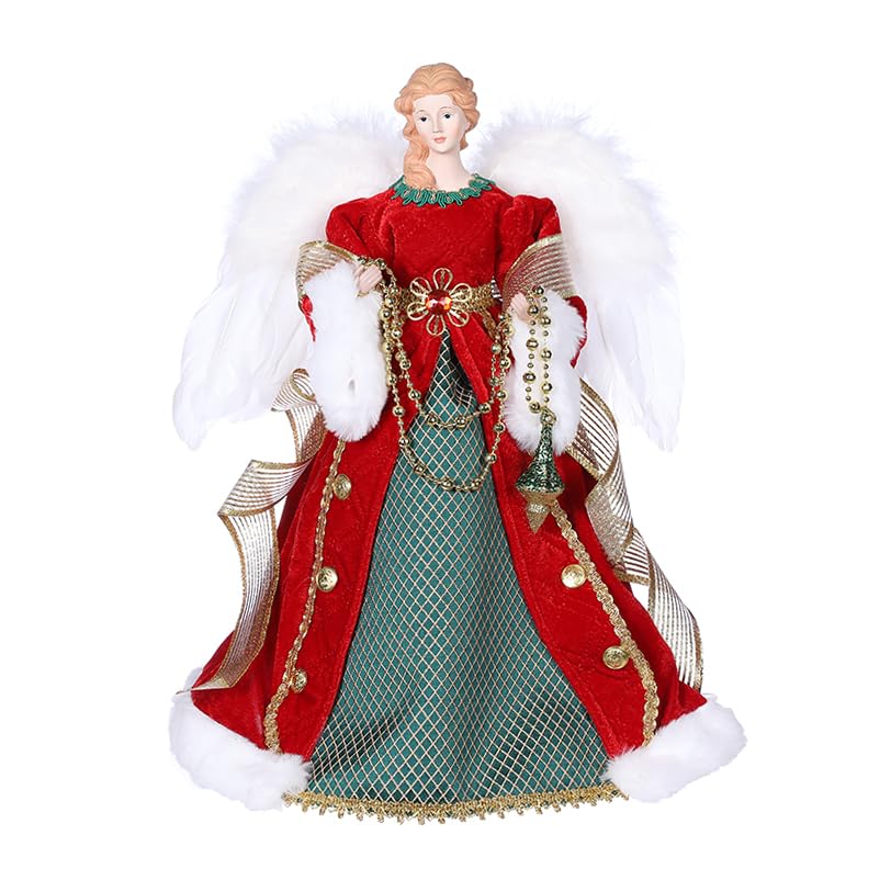 Angelo Natalizio con Vestito Verde e Rosso - Figura Natalizia