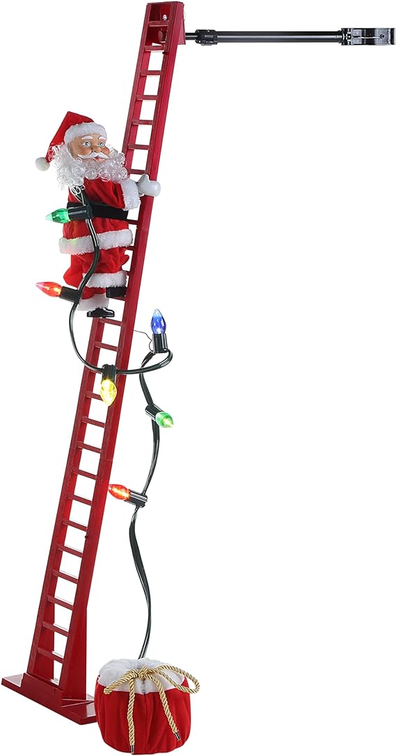 Babbo Natale Animato su Scala - Con Musica, Luci e Movimento