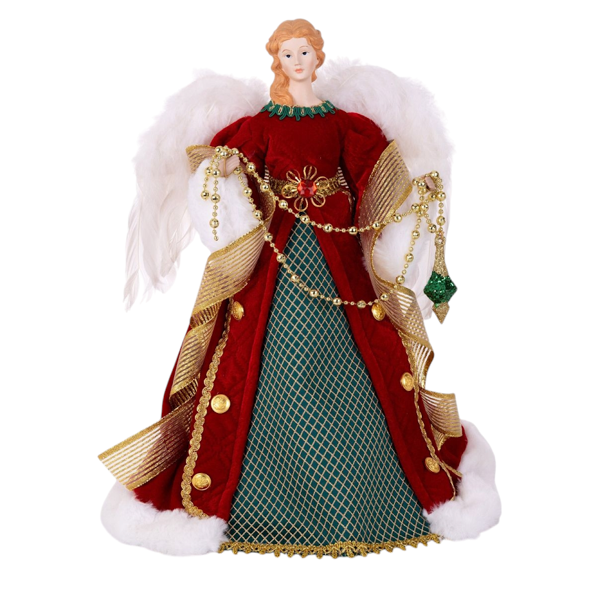Angelo Natalizio con Vestito Verde e Rosso - Figura Natalizia