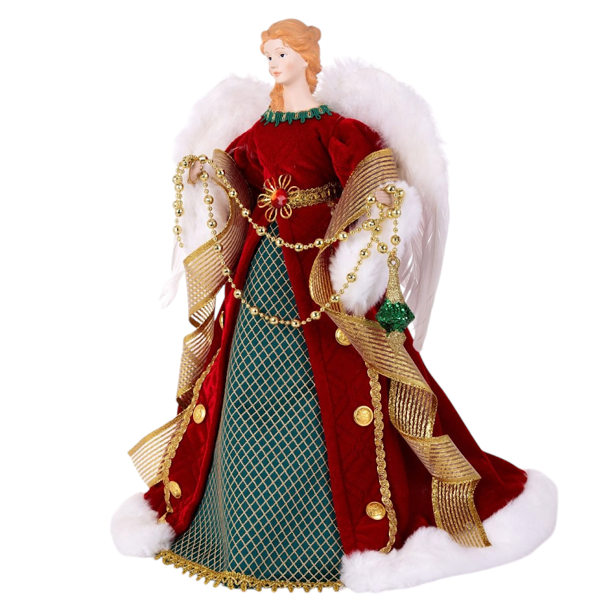 Angelo Natalizio con Vestito Verde e Rosso - Figura Natalizia