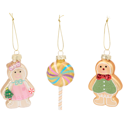 Dolci di Marzapane - Set di 3 Addobbi Natalizi in Vetro