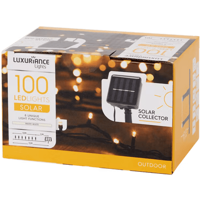 Luci Natalizie LED ad Energia Solare - Catena da 100 Luci Bianco Caldo