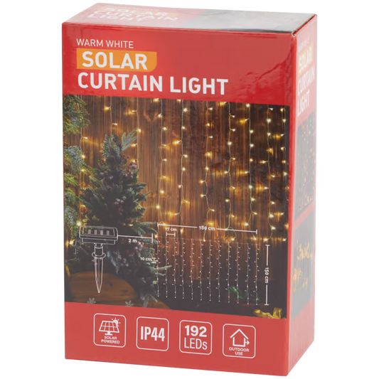 Luci Natalizie LED a Tenda ad Energia Solare - Catena da 192 LED
