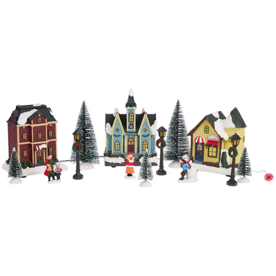 Casette con Abitanti - Set Grande Villaggio di Natale Con Luci