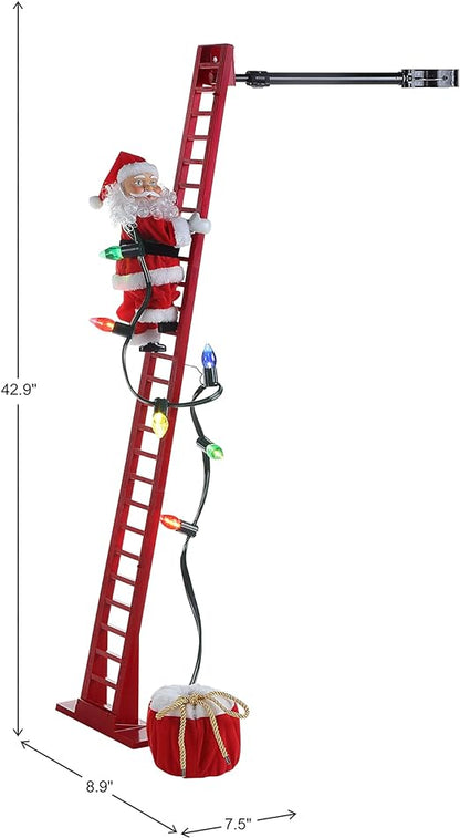 Babbo Natale Animato su Scala - Con Musica, Luci e Movimento