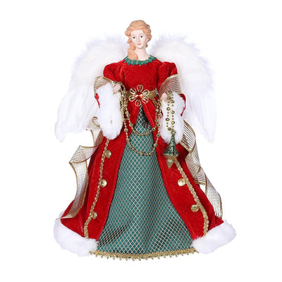 Angelo Natalizio con Vestito Verde e Rosso - Figura Natalizia