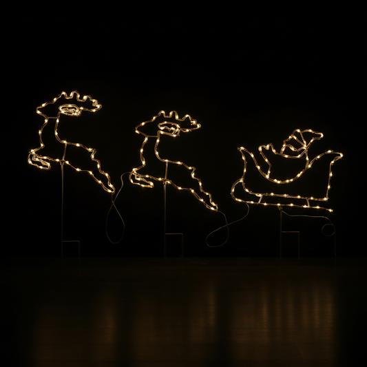 Slitta di Babbo Natale - Set di 3 Sagome Natalizie Luminose