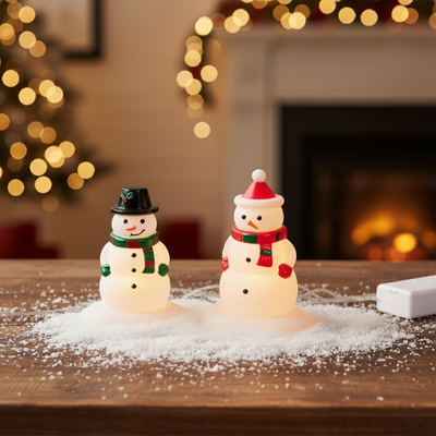 Pupazzi di Neve Luminosi - Set di Accessori Luminosi per Villaggio di Natale